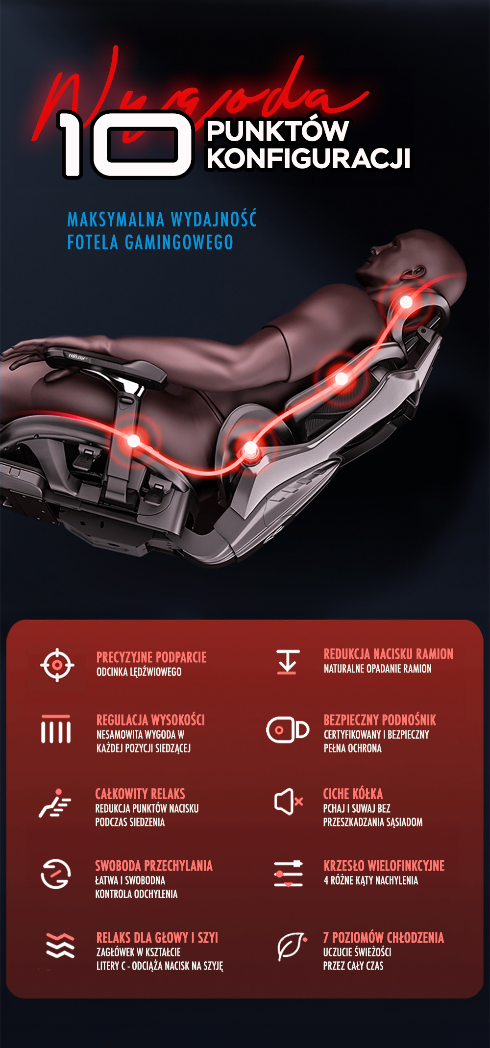 Ergonomiczny fotel gamingowy klasy premium. Fotel ergonomiczny do komputera. Jest to krzesło z górnej półki rankingu. 