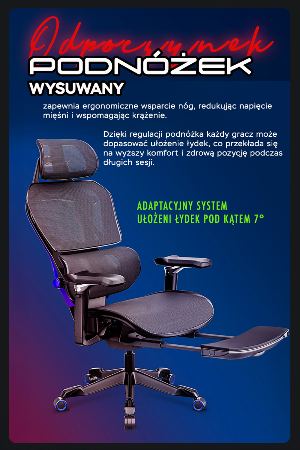 Ergonomiczny fotel gamingowy klasy premium. Fotel ergonomiczny do komputera. Jest to krzesło z górnej półki rankingu. 